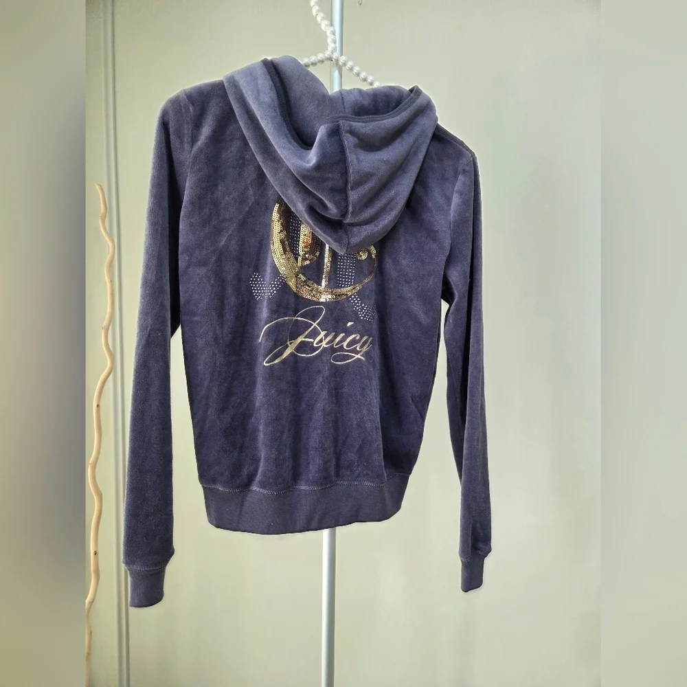 NWT Juicy Couture Blue /gray Hoodie Velourtrackpants Sz.S - Picture 3 of 13